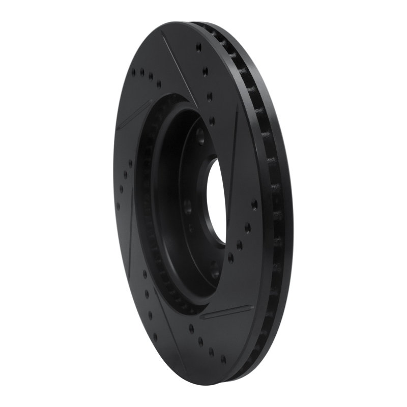 Hyundai Elantra Coupe Brake Rotor (1) - Front Left - R1 Concepts - Drilled & Slotted - Black - `11-`25